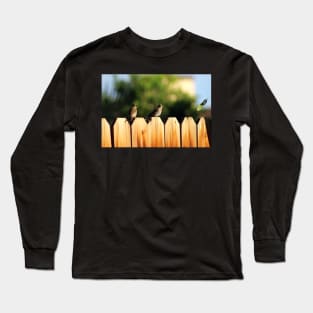 Sparrows on a Fence Long Sleeve T-Shirt